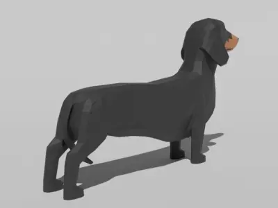 Low Poly Cartoon Dachshund Dog Low-poly 3D model