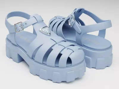 Sandals Prada on platform milk Low-poly 3D model