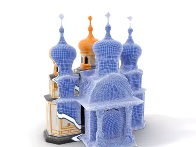 Golden Orthodox Church model pack Low-poly 3D model