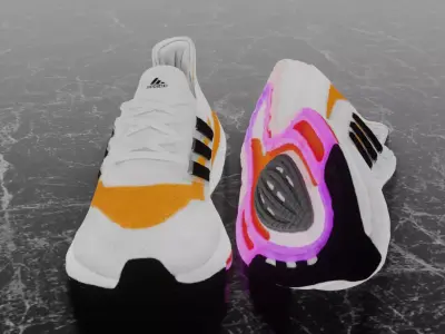  ADIDAS ULTRA BOOST 2021 - ORANGE 3D SHOES  Low-poly 3D model