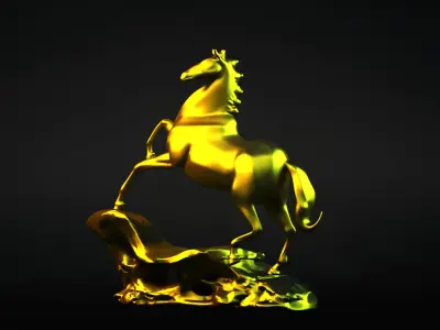 Carving Horse And Marble Stone Horse 3D model