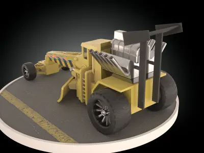 Street Cleaver Grader Low-poly 3D model