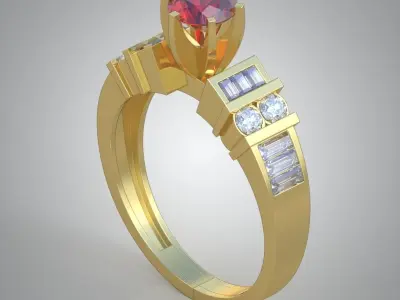 Diamond ring 0475 3D printable model  Free 3D print model