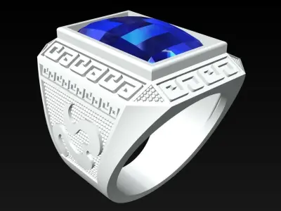 Rectangular Stone Rings - Mens Rings - N5438 3D print model