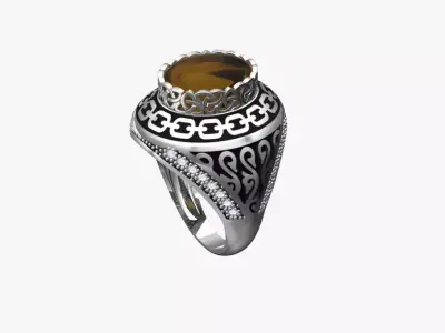 Turkish silver ring men  3D model purchase