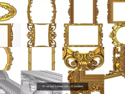10 carved frames set 3D Model Collection