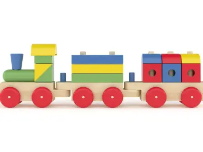 Wooden Toy Train 3D model