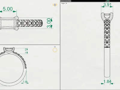Engagement princess diamond ring 3D print model