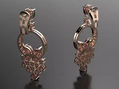Earrings with different stones 3D print model