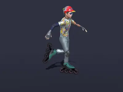 Roller skates Actions 3D model