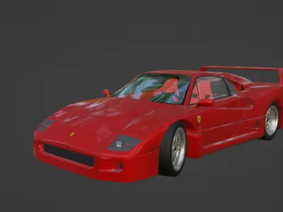 Ferrari F40 1987 with interior 3D model