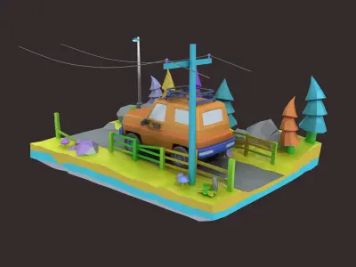 Cartoon Car collection toon vehicle  sport classic ambulance  3D model