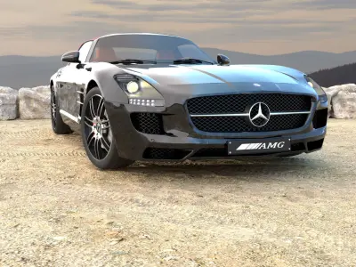 Mercedes benz sls AMG 2012 Low-poly 3D model