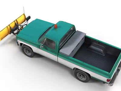 Snow plug 4x4 american pickup truck Low-poly 3D model