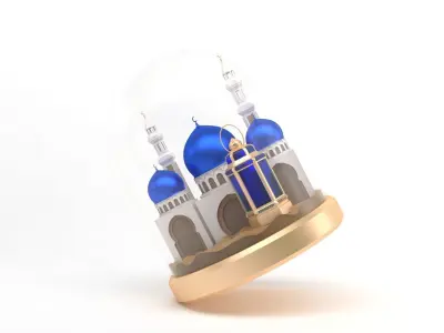 Mosque With Lantern in Desert Sphere 3D model