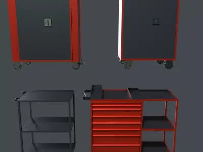 tool cabinet set Low-poly 3D model
