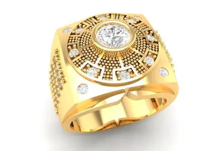 Luxury Signet Diamond Men Ring 3D Model 579 3D print model