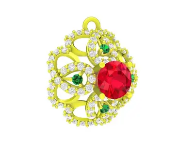 5041 luxury colorful diamond women pendant 3D print model