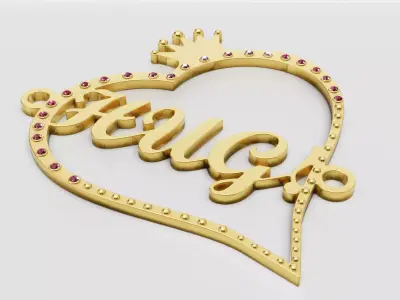 Women Brooch Letter Shape Rhinestone Luxury Stainless 3D print model