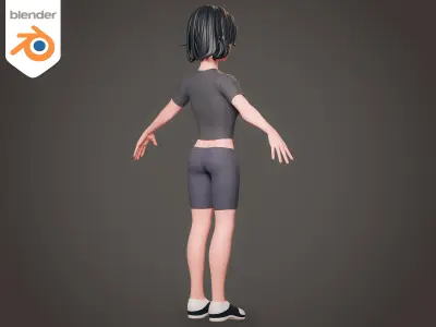 Sport girl cartoon character - Rigged 3D model