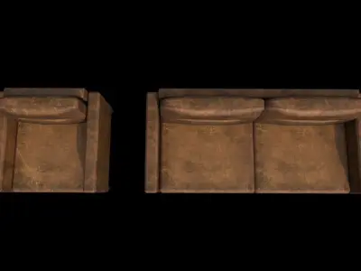 Sofa and Armchair Low-poly 3D model