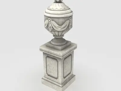 Ornate Classical Urn with Pedestal Low-poly 3D model