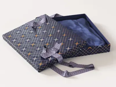 Open gift box with ribbon 3D model