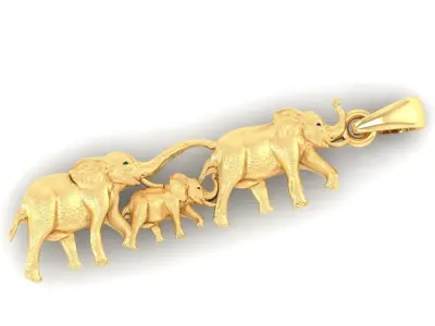 animal elephant family pendant stl  3D print model