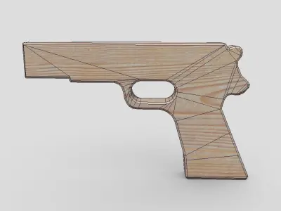 Wooden Toy Gun 2 Low-poly 3D model