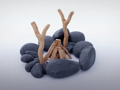 Campfire props sample Free low-poly 3D model