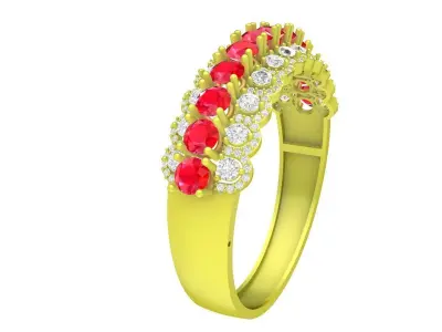 Luxury Ruby Diamond Half Eternity Ring 3D Model 4155 3D print model