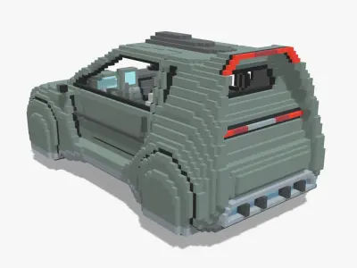 Voxel Sci-Fi Car Low-poly 3D model
