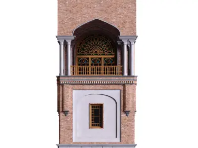 arabic exterior facade element set 811 Low-poly 3D model