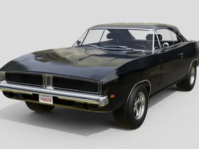 American Muscle Car - Animation and Game-Ready Low-poly 3D model