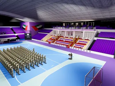 Al Ain Volleyball Stadium Event Setup - Exterior Interior Design 3D model
