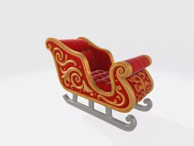 Elegant Christmas Sleigh Ornament 3D Printed Santa Sleigh  3D print model