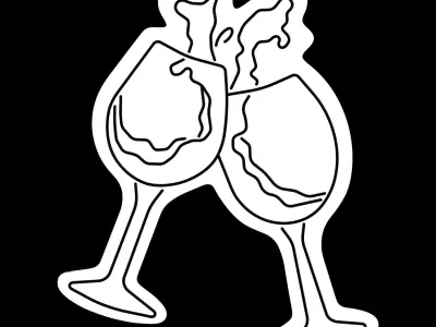 Wine Cheers Neon Sign 3D model