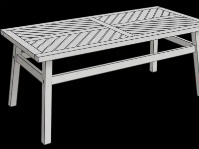 Boho Acacia Wood Chevron Top Outdoor Coffee Table 3D model