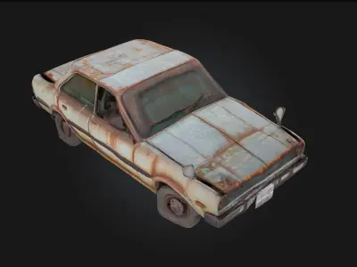 Rusty Classic Sedan  Timeworn Elegance from a Bygone Era 3D model