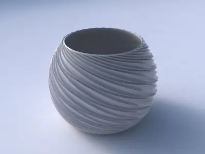 Bowl spheric with wavy extruded lines 3D print model