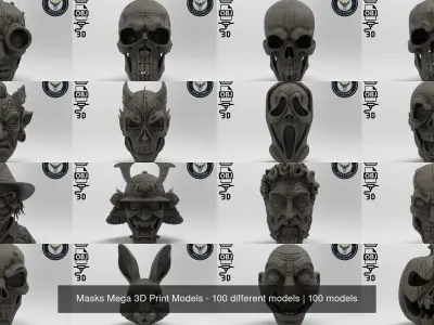 Masks Mega 3D Print Models - 100 different models 3D Model Collection