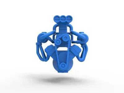 Twin turbo supercharged V8 Engine Version 2 Scale 1 to 25 3D print model