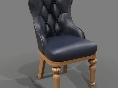 chair leather with wooden legs Low-poly 3D model