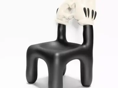 Cartoon Mickey Glove Chair Heart Hands Props Second Life toy 3D print model