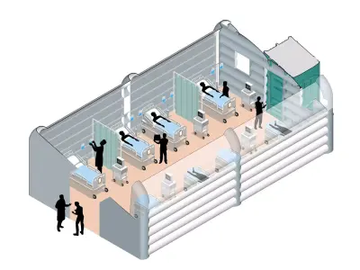 Temporary 8 sleeper ICU tents for COVID19 patients 3D model