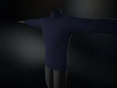 Blue Winter Turtleneck Low-poly 3D model