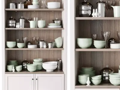 kitchen rack with accessories set 01 3D model