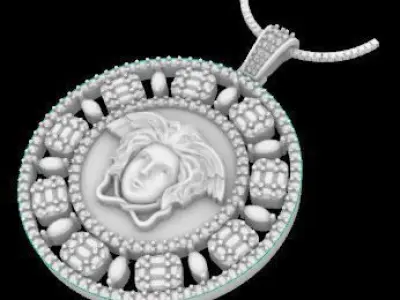 Diamond Face Pendant 3D model Texture 3D print model