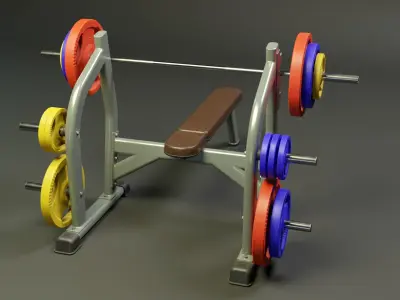 Flat Press Bench PBR Low-poly 3D model
