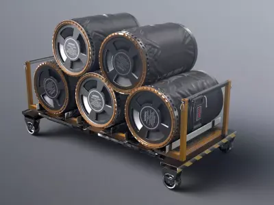 SciFi loaded Barrel Trolley 3D model